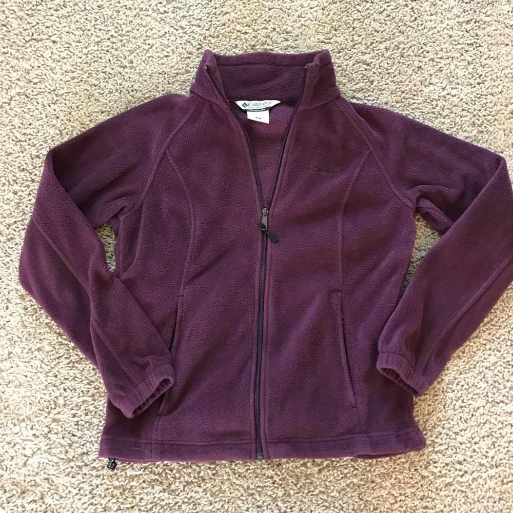 Columbia Full Zipper Fleece Jacket Plum Size Medium